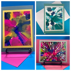 Cartões de arte abstrata com tinta alcoólica (conjunto de 3)