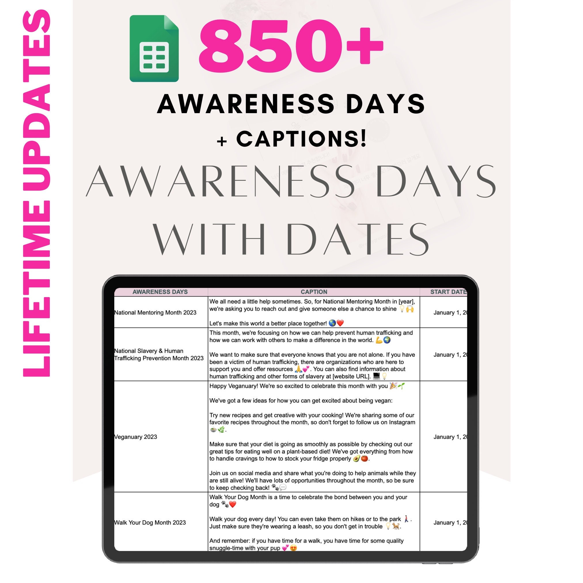 National Holidays Awareness Days Calendar , Template Social Media