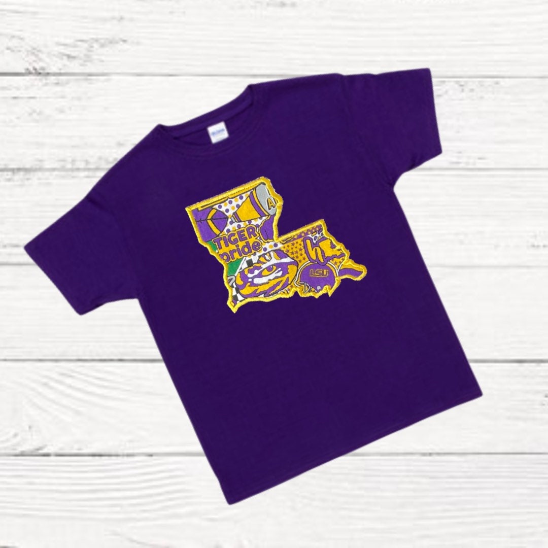 LSU Kids Shirt Geaux Tigers Kids Shirt Louisiana Applique Etsy