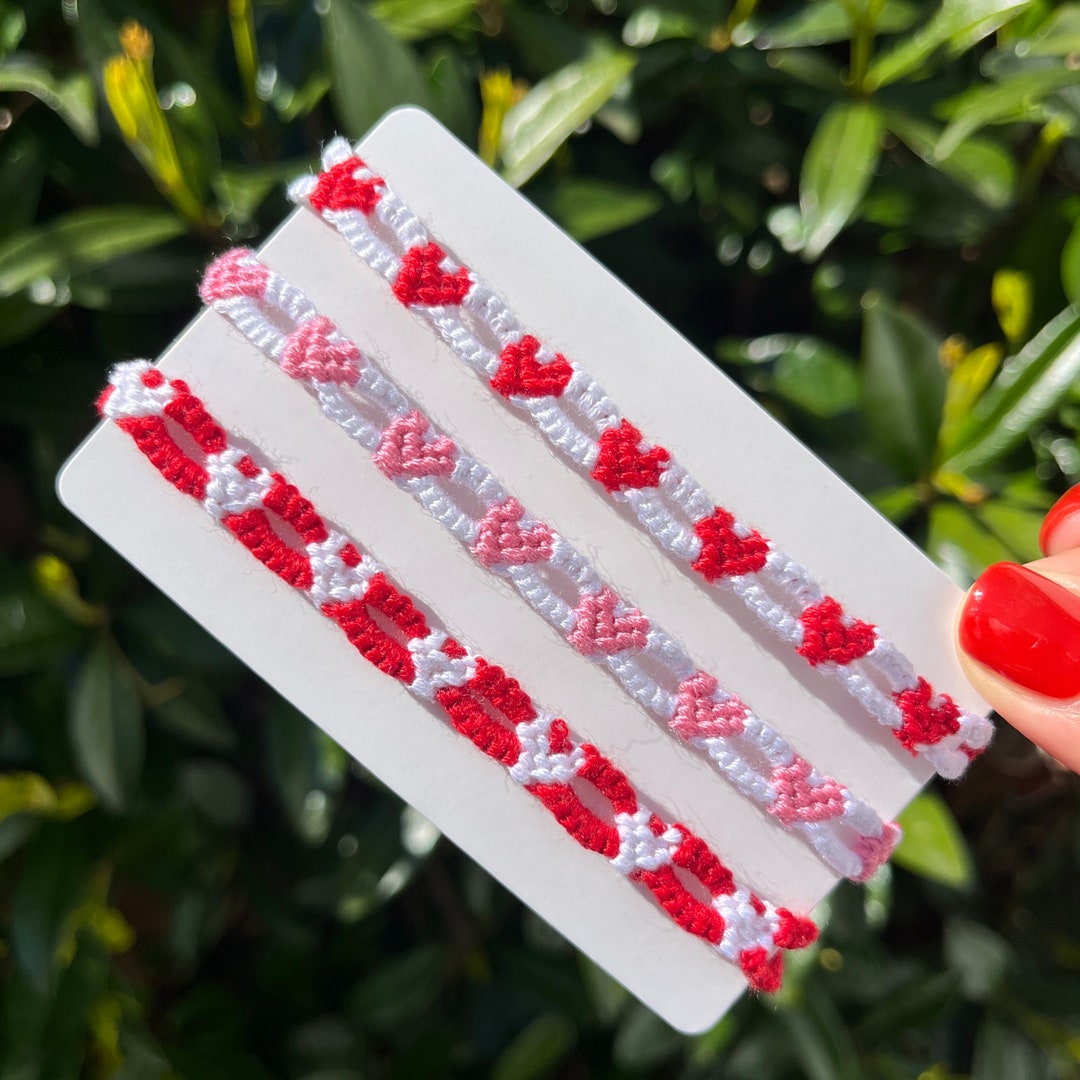 Heart Chain Friendship Bracelet | Matching Bracelets | Handmade Gift ...