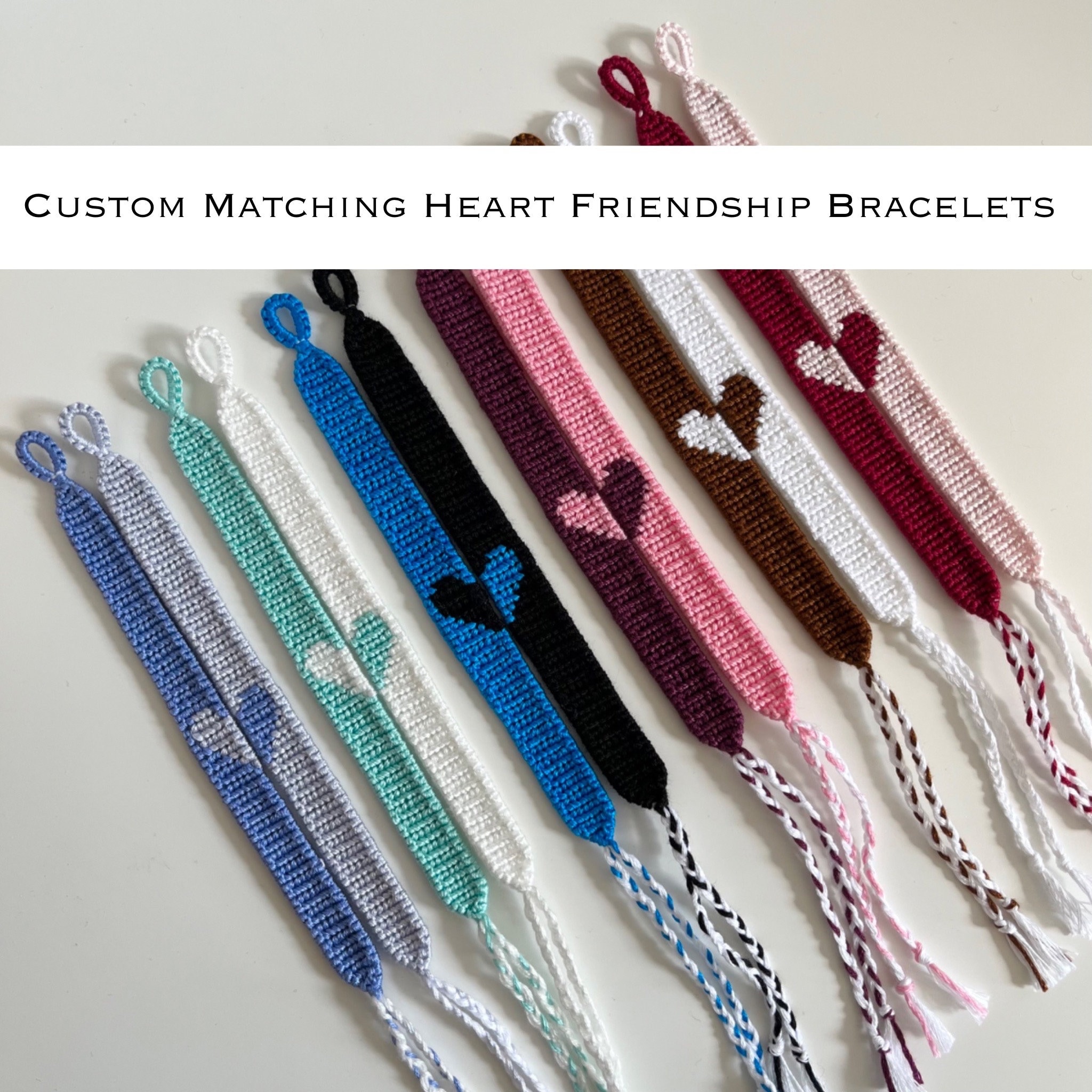 Tiny Heart Charm String Bracelet, Friendship Bracelet, Adjustable