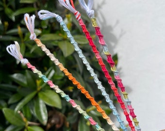 Pulseras de amistad de escalera china multicolor, joyería hecha a mano, regalo personalizado, macramé