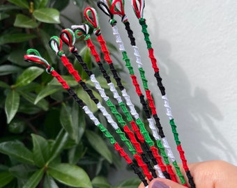 Palestine Flag Friendship Bracelets, Staircase Bracelets, Handmade Jewellery, Macrame