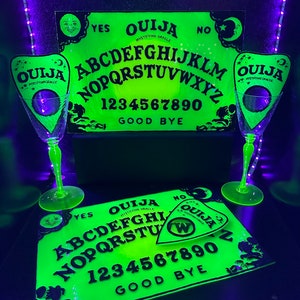 Hand Painted UV Glass Spirit Board & Planchette