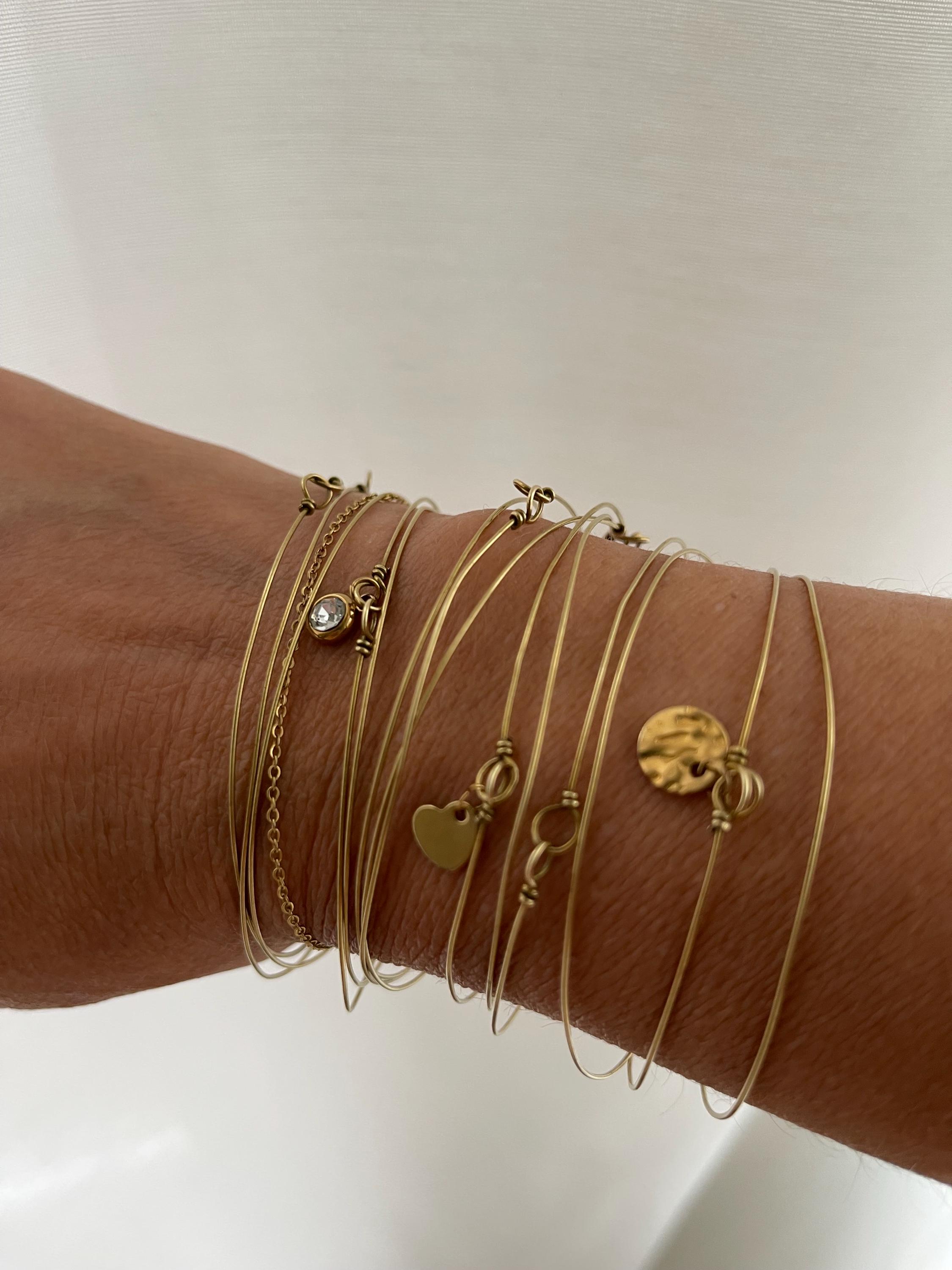 Bracelet Semainier 7 Joncs Avec Cristaux Et Perles Miyuki Doré - Boboho - Neuf Avec étiquettes
