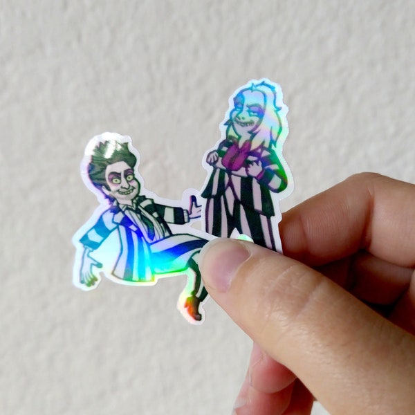 Beetlejuice Inspired 2" Holographic Vinyl Stickers