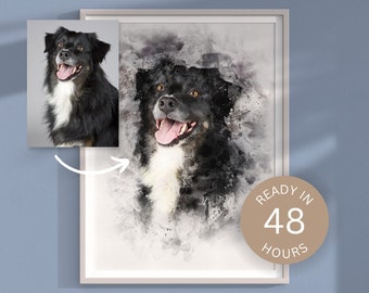 Portrait de chien aquarelle personnalisé à partir de la photo | Portrait de chien personnalisé | Mémorial de cadeau de chien | Portrait de chien | Portrait d'animal de compagnie