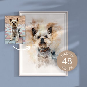 Dog Portrait Watercolour Painting From Photo | Dog Lover Gift | Custom Pet Portrait Personalised | Memorial Loss Of Dog Gift