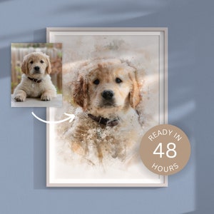 Dog Portrait Custom | Dog Gift Memorial | Dog Portrait | Personalized Watercolor Dog Portrait from Photo | Pet Portrait
