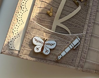 Butterfly Enamel Magnet | Planner Magnet | White with Gold Butterfly Planner Magnet
