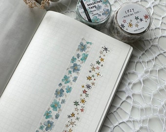 Mind Wave Washi Tape | Mind Wave Masking Tape for Journals, Scrapbook, Junk Journals | Planners | Stars | Flowers