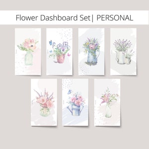 PERSONAL | Flower Dashboard Set | Spring Flowers PDF | PERSONAL Ring Planner | Set of 7 Flower Dashboards | Planner Sections