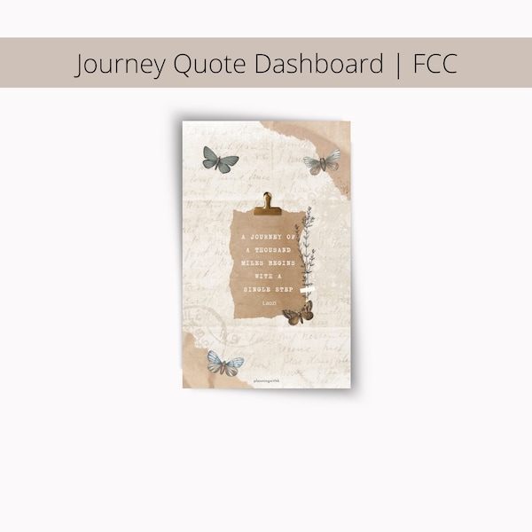 FCC | Journey quote Dashboard Printable | PDF File | FC Compact Ring Planner | Vintage