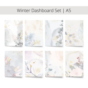 A5 | Winter Dashboard Set | Soft Colors Dashboards | PDF File | A5 Ring Planner | Set of 8 Dashboards | Planner Sections