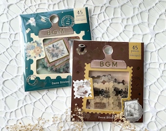 BGM Stamps Stickers | Washi, Masking Tape material | 15 designs, 3 of each, total of 45 Stickers