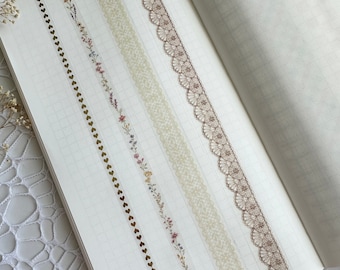 Mind Wave, BGM Lace, Flower Clear Tape for Journals, Scrapbook, Junk Journals, Planners
