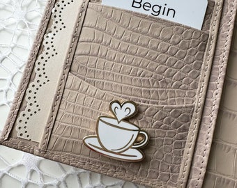 Coffee Enamel Magnet | Planner Magnet | Coffee with heart Planner Magnet