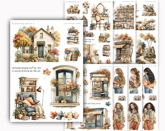 Cozy Colorfall Stickers, Planner Journal Stickers, Transparent Matte Paper | PWK