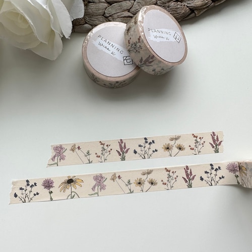 Flower Washi Tape Botanical Illustration Masking Tape Etsy