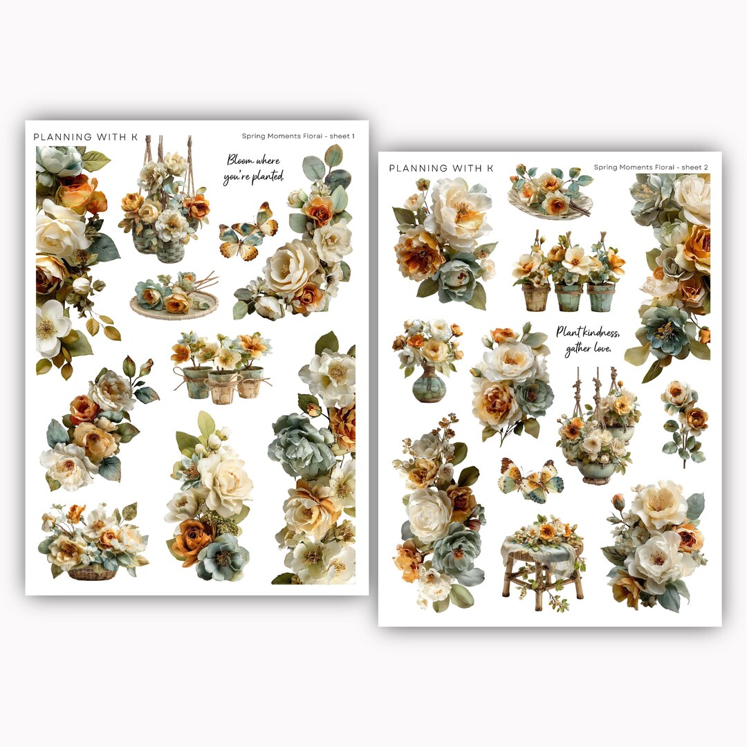Spring Collage Stickers Spring Moments Floral Stickers for Planners, Journals | Stickers ...