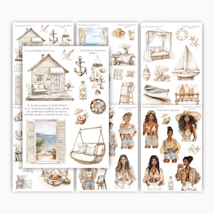 Sommer am Strand Aufkleber für Planer, Journals | Sticker gedruckt auf Transparent Matte Sticker Paper | Sommer an den Strand-Aufklebern