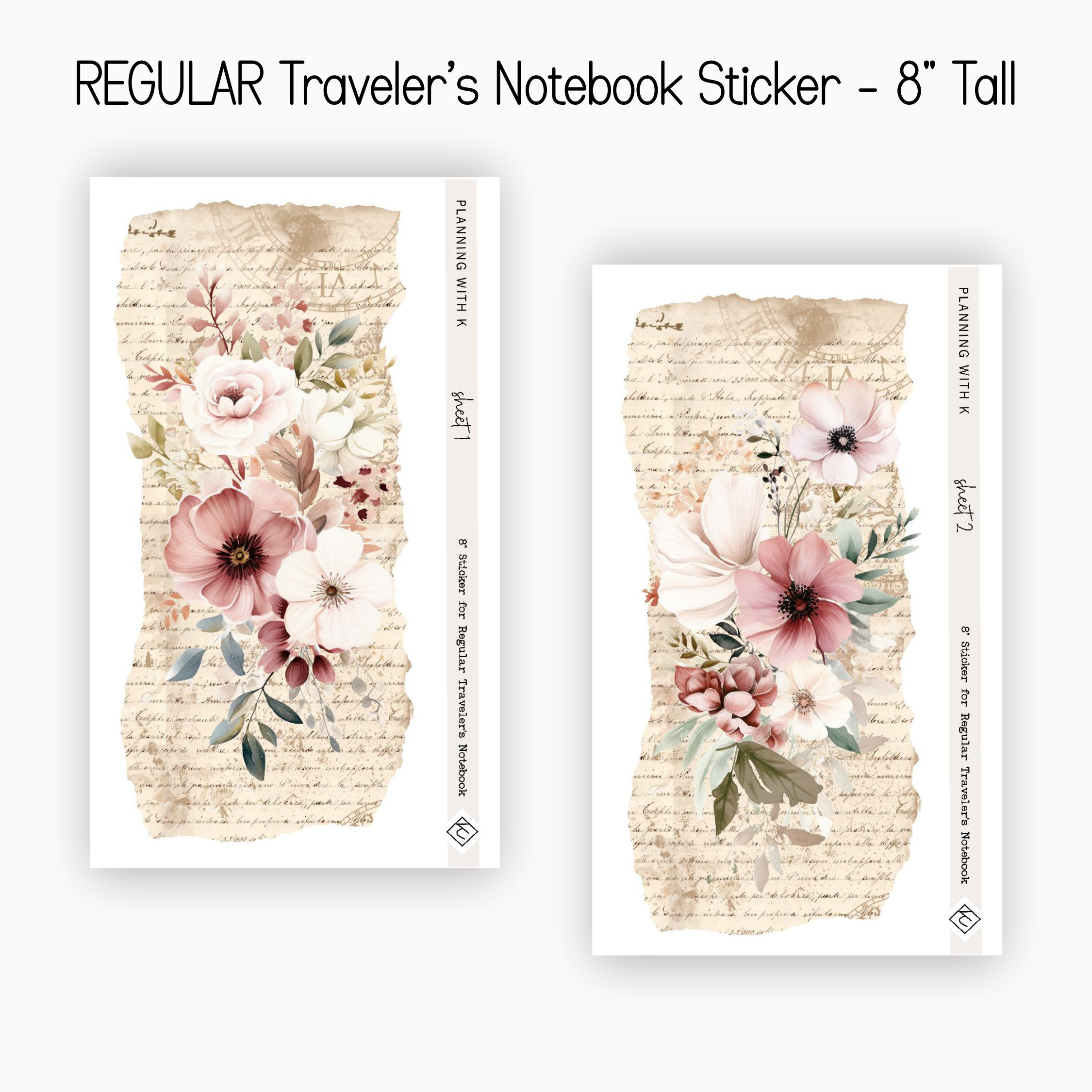 Notebook Spring Sticker Traveler's Notebook Sticker - 8in Tall | Regular TN Sticker Printed on ...
