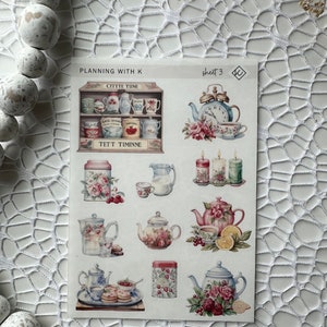 Tea Lover Stickers for planners, journals Printed on Transparent Matte Sticker Paper Tea Lovers Sheet 3