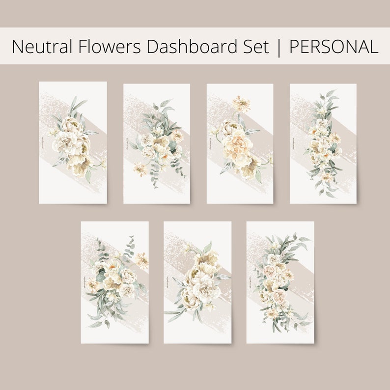 PERSONAL Neutral Flowers Dashboard Set Chic Flowers PDF Etsy