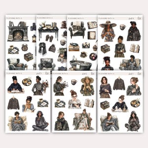 Adesivi autunnali Comfy Mood per agende, diari / Adesivi stampati su carta adesiva opaca trasparente / Love Fall / Cozy Mood