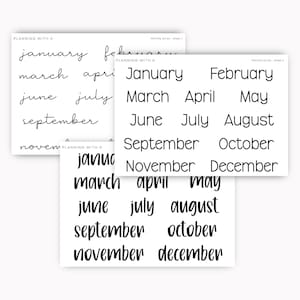Monthly Stickers | 12 moths kiss cut Stickers | Printed on Transparent Matte Sticker Paper