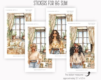 Stickers for B6 Slim | Earthy Summer Stickers printed on Transparent Matte Sticker Paper | Each Sticker measure approximately 3.7 x 6.3 in