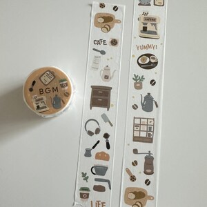 BGM Koffie Washi-tape | Koffie Washi Tape voor tijdschriften, plakboek, ongewenste tijdschriften | Planners