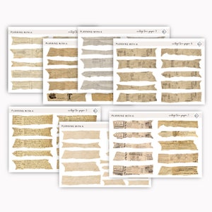 Vintage Torn Paper Stickers for planners, journals | Journaling, Junk Journal, Scrapbooking | Printed on Transparent Matte Sticker Paper