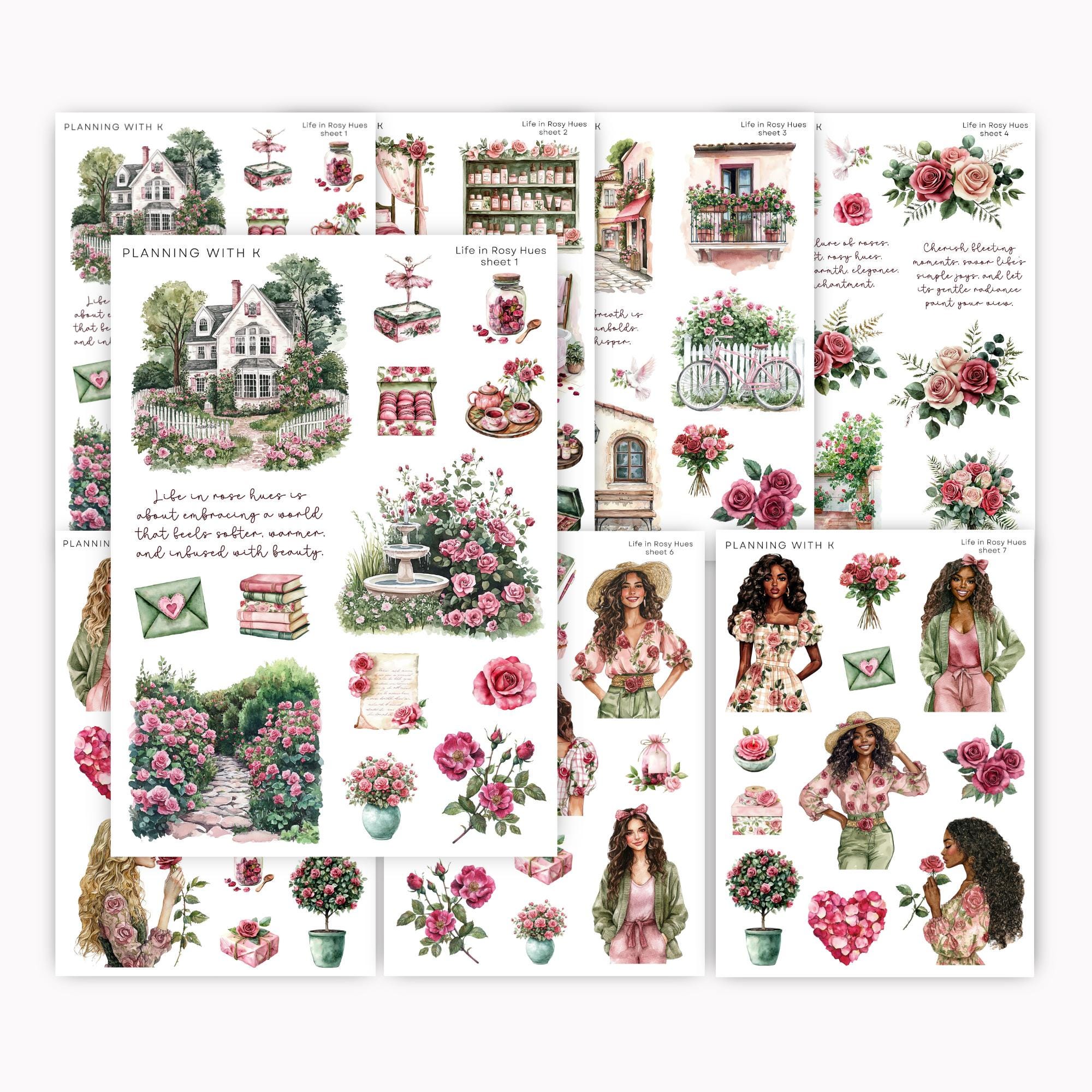 Life in Rosy Hues Stickers for Planners, Journals | Stickers Printed on ...
