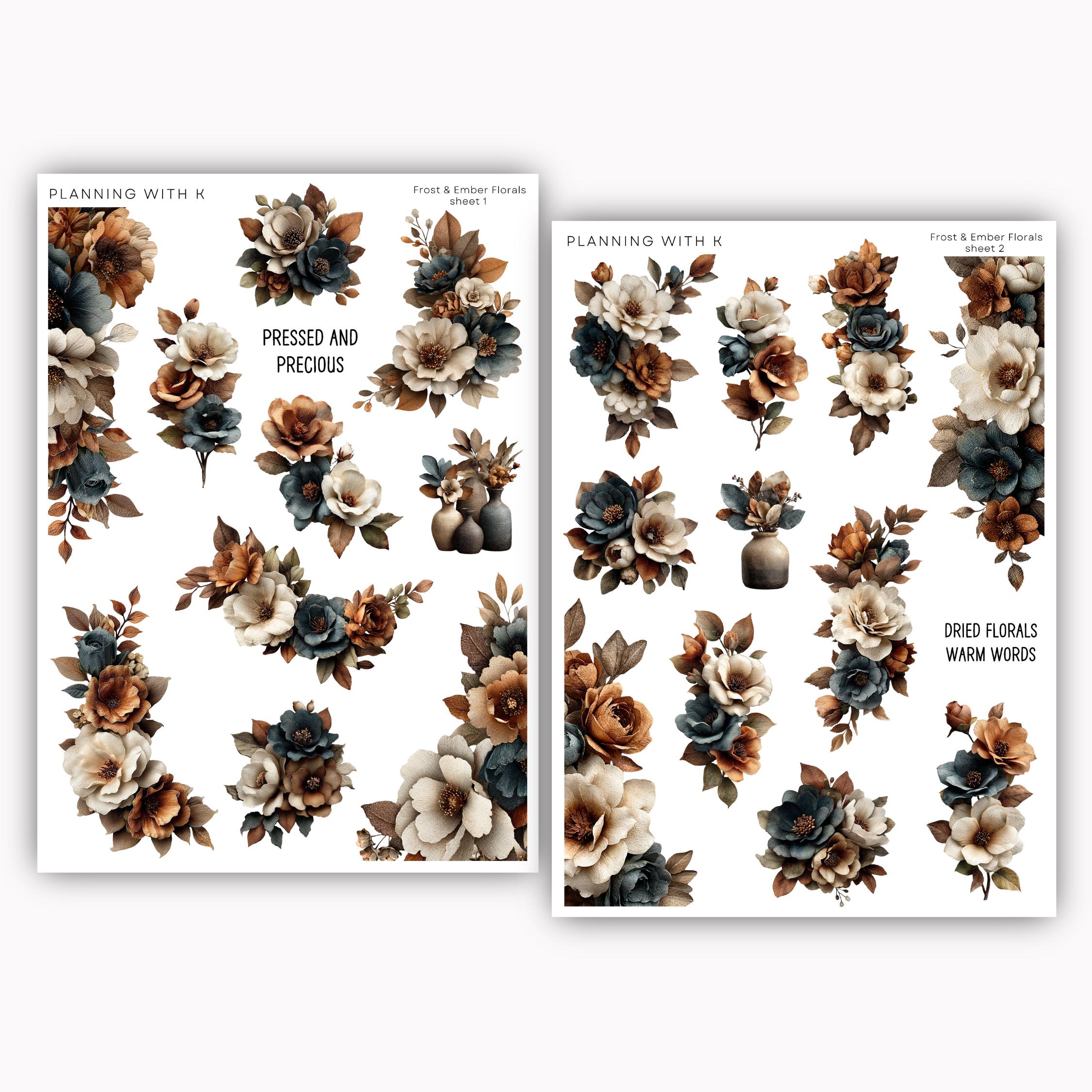 Frost and Amber Flower Stickers for Planners, Journals | Stickers ...