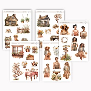 Frühling in der Hütte Aufkleber für Planer, Journals | Gedruckt auf Transparentem Matte Sticker Papier | Frühlingsliebhaber