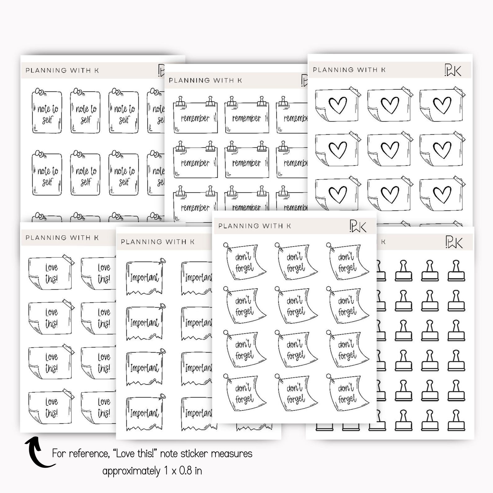 Small Note Stickers | Printed on Transparent Matte Sticker Paper ...