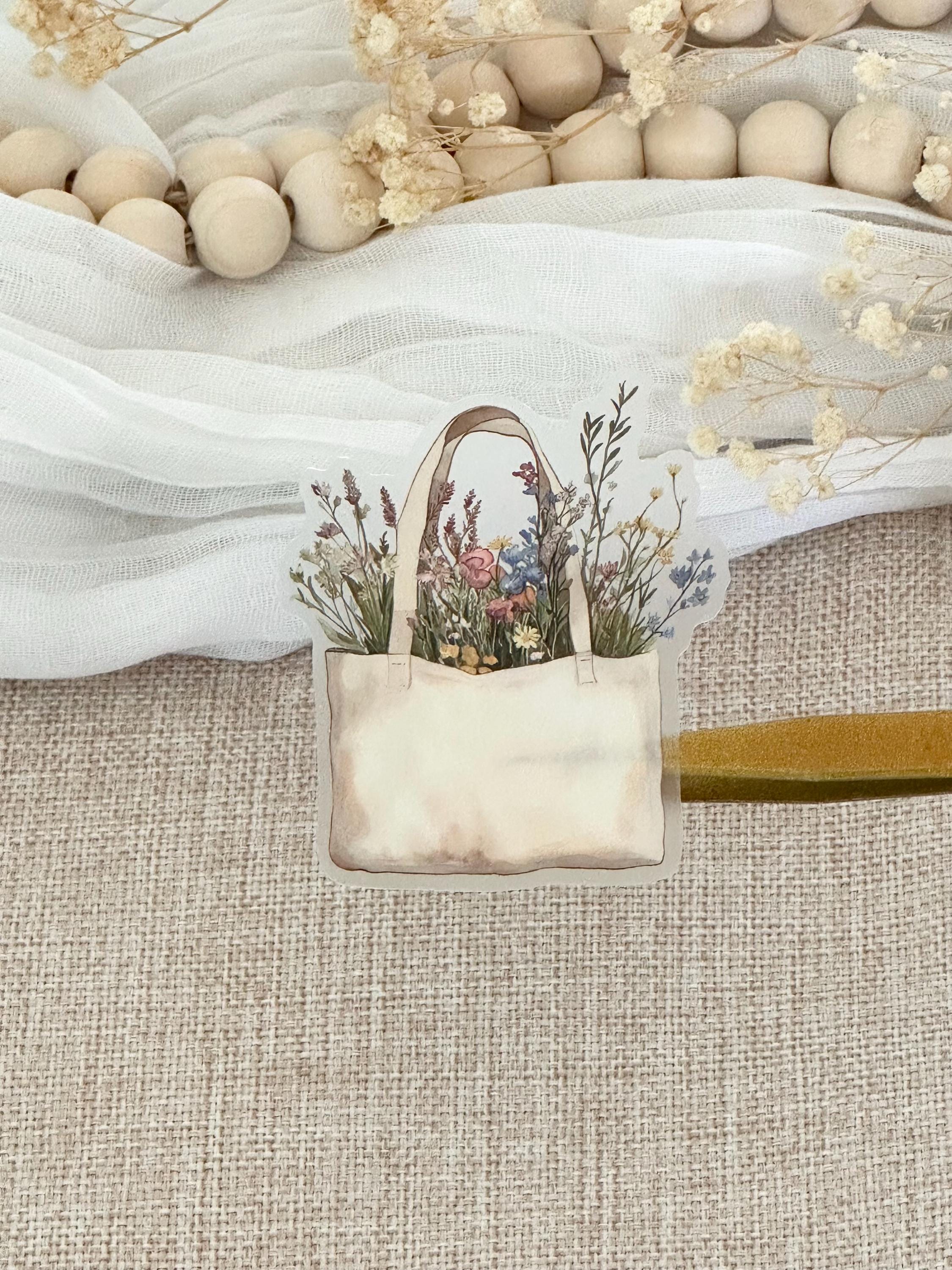 Die cut Sticker Flowers in a Bag | Transparent Sticker Die Cut | It measures approximately 3in