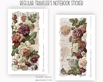 Traveler's Notebook Sticker - 8in Tall | Regular TN Sticker Printed on Transparent Matte Sticker Paper | Bloom Harmony