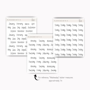 Monthly, Days of the Week, Today Stickers | Printed on Transparent Matte Sticker Paper