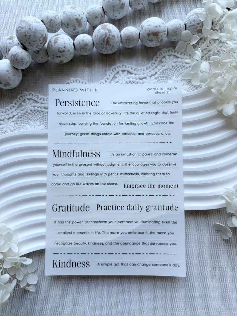 Words to Inspire & Decorative Lines Stickers for Planners, Journals ...