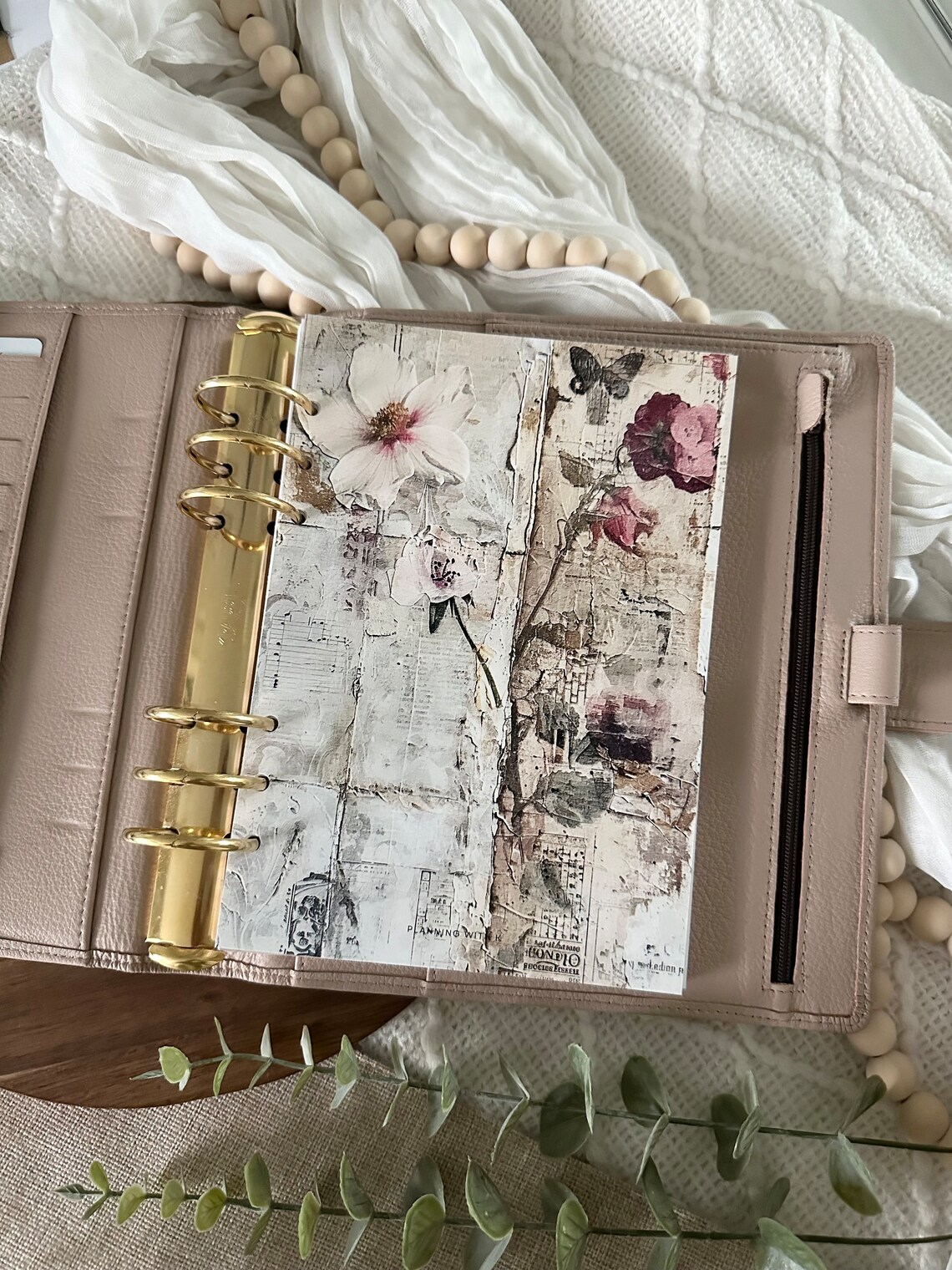 A5 | Personal Size Vintage Flower, Roses PRINTED Planner Dashboard ...