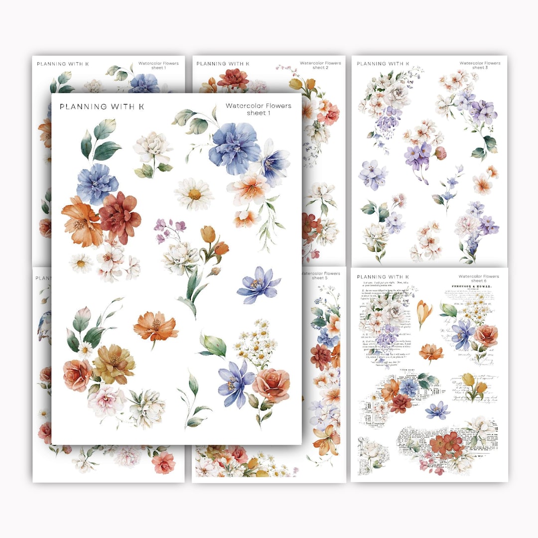 Watercolor Flower Stickers for Planners, Journals | Stickers Printed on ...