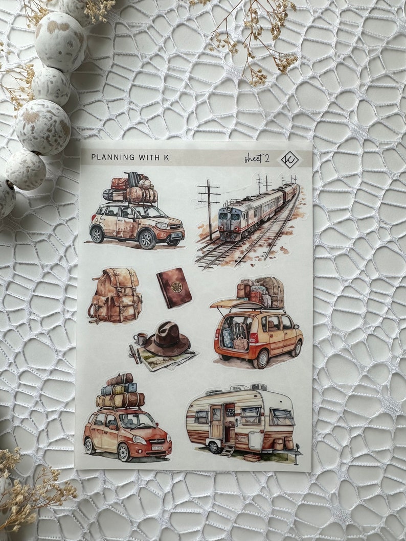 Let's Travel Stickers for planners, journals Love to Travel Stickers printed on Transparent Matte Sticker Paper Sheet 2