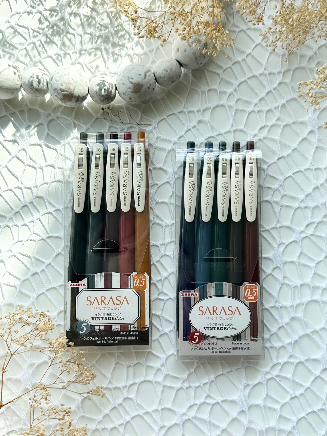 ZEBRA Sarasa Clip Gel Ink Ballpoint Pen 0.5mm, Rubber Grip, Vintage