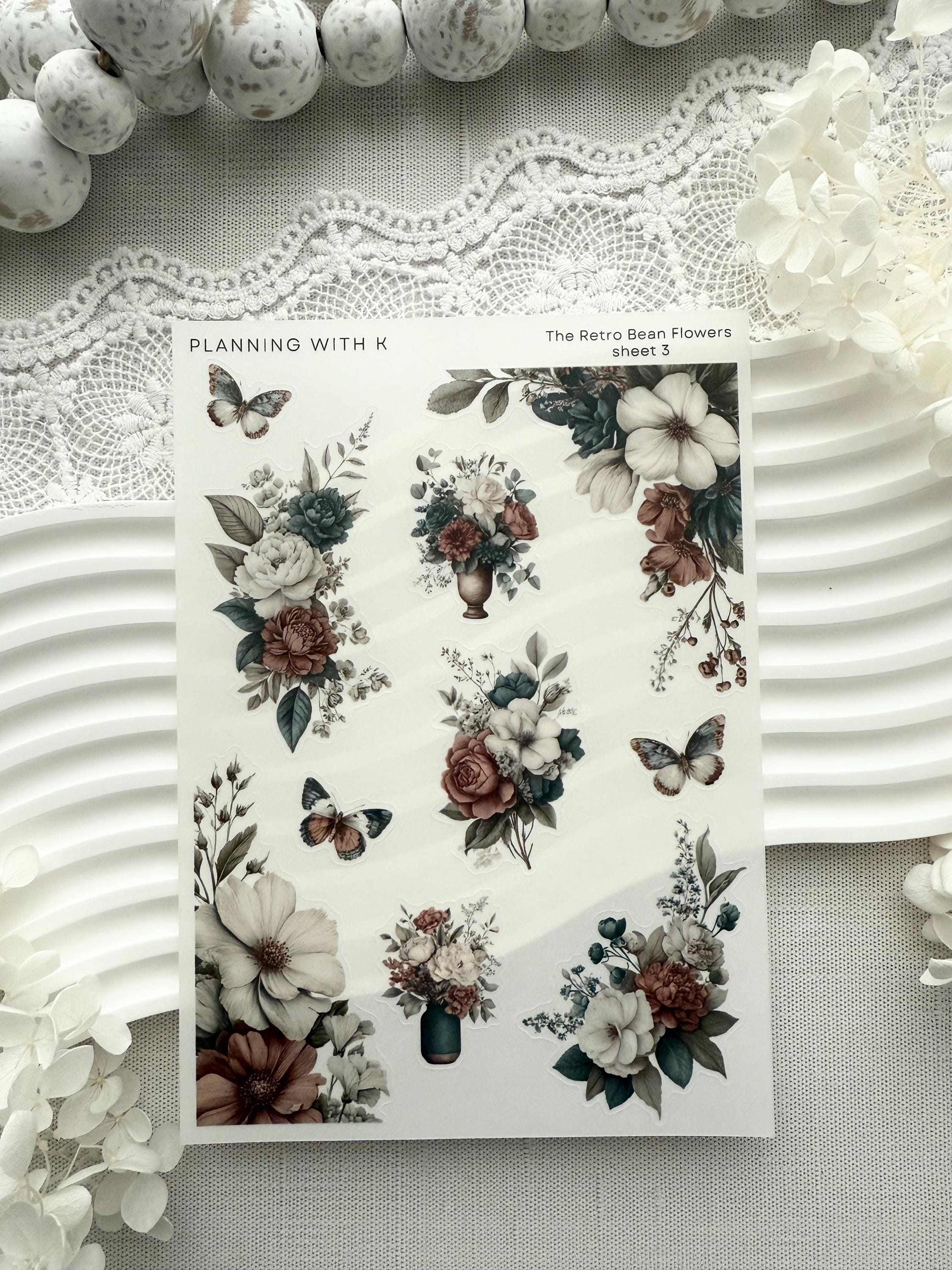 Bean Plot Sticker The Retro Bean Flower Stickers for Planners, Journals | Stickers ...