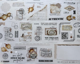 Vintage Collage PRE CUT Pet Tape | Sample Loop or Roll | Junk Journal, Scrapbook, Collage | Planning With K Pet Tape | Collage Making