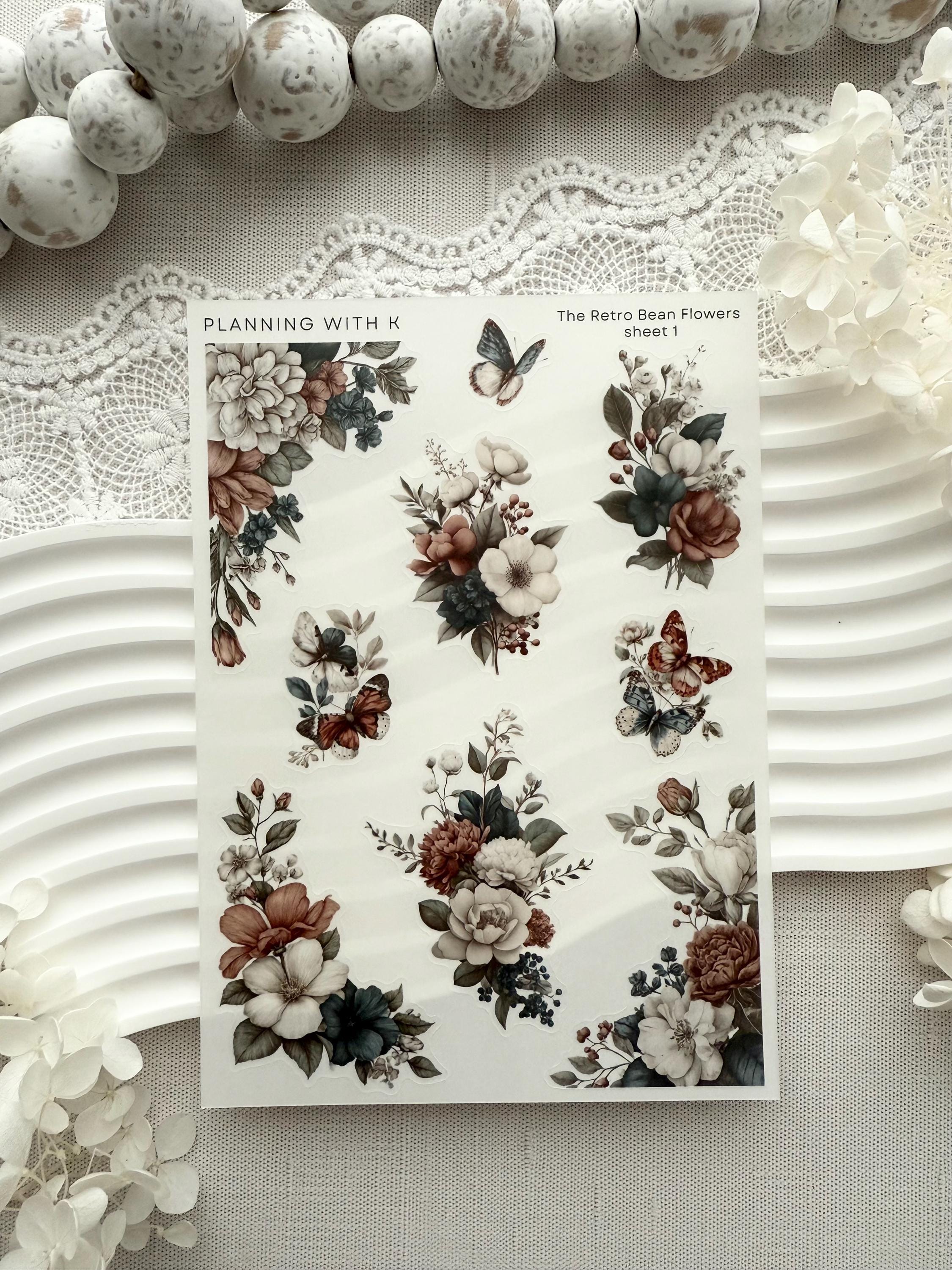 Bean Plot Sticker The Retro Bean Flower Stickers for Planners, Journals | Stickers ...