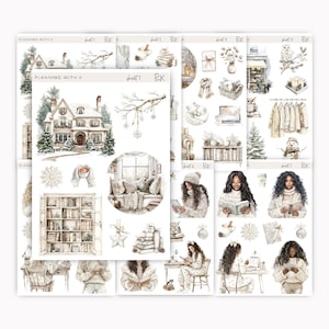 Winter Journaling, Lesen, Plannen Aufkleber für Planer, Journals | Sticker gedruckt auf Transparent Matte Sticker Paper | Winter-Aufkleber