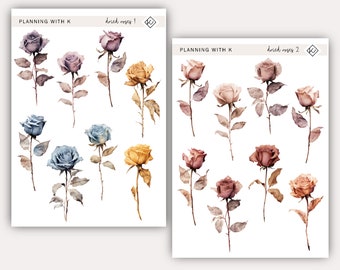 Dried Rose Stickers for planners, journals | Dried Roses printed on Transparent Matte Sticker Paper